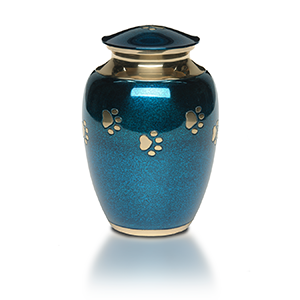 Large Classic Paw "Forever Paws" Pet Cremation Urn - Blue Marble