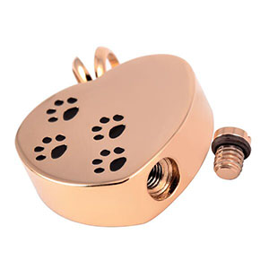 Stainless Steel Cremation Urn Pendant with Chain - Heart - Paw Prints