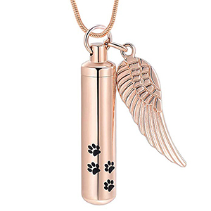 Rose Gold Tone - Paw Print Angel Wing