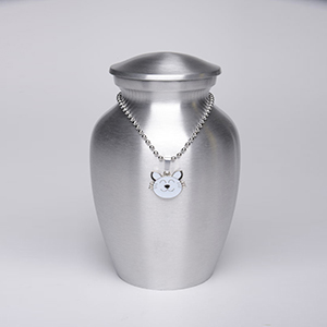 Small Affordable Alloy Cremation Urn Silver Colour